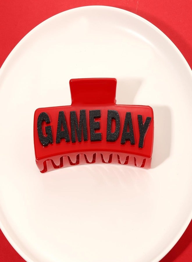 فالين مشبك شعر فالين ليوم المباراة للنساء، 4 بوصات، مشبك شعر رياضي لكرة القدم، أحمر وأسود، مشبك شعر أكريليك، إكسسوارات شعر لأمهات لاعبي كرة القدم، ملابس يوم المباراة، هدايا حفلات رياضية - Image 2